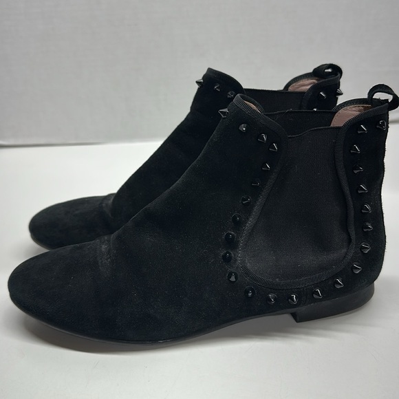 Pretty Ballerinas Boots Ankle Booties Suede Leather Studded Black Size 38 US 8 - Picture 6 of 9